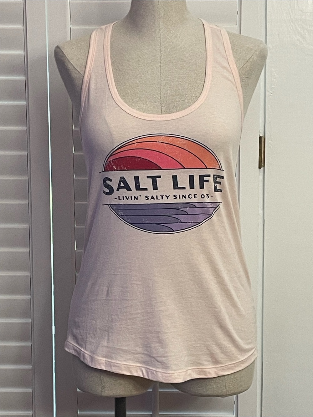 Salt Life Pink Retro Sunset Graphic Razorback Tank